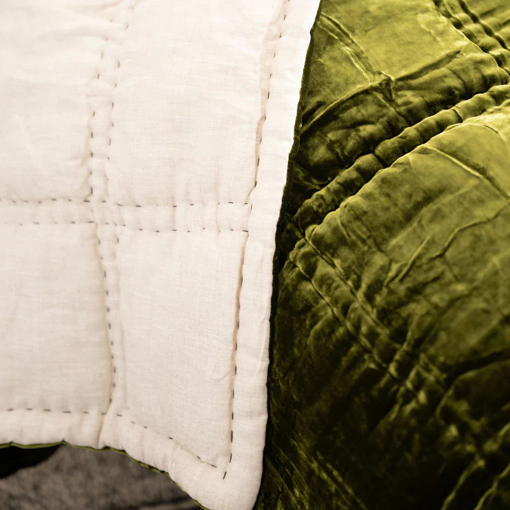 Bliss Silk Velvet Quilt - Olive
