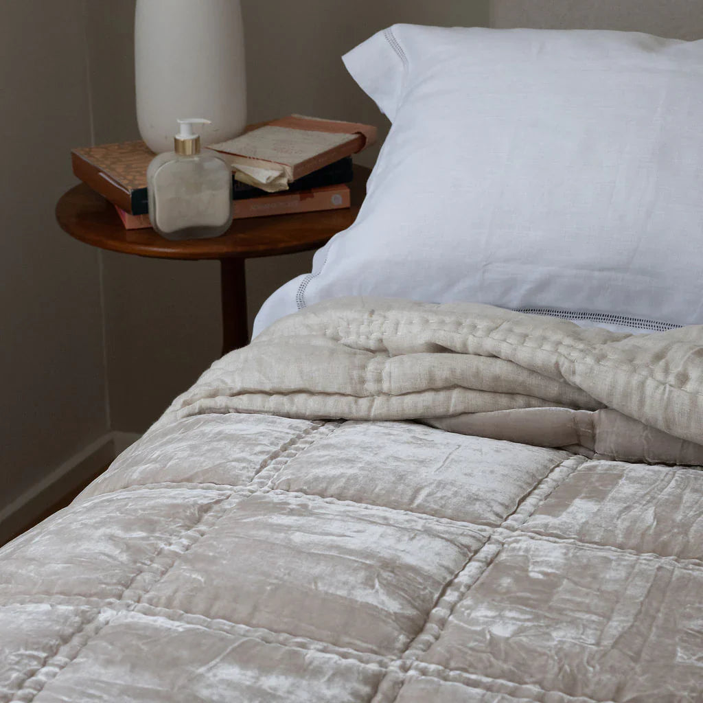 Bliss Silk Velvet Quilt - Pearl