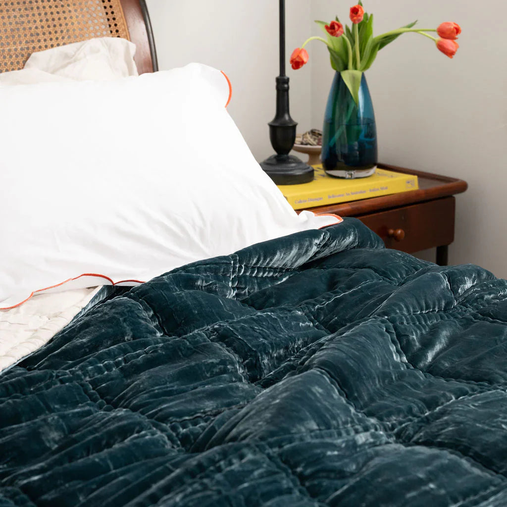Bliss Silk Velvet Quilt - Sea Green