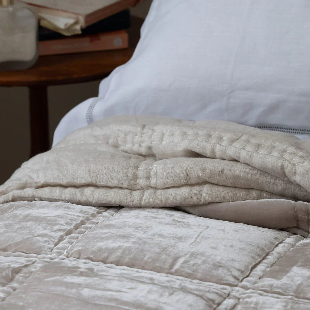 Bliss Silk Velvet Quilt - Pearl