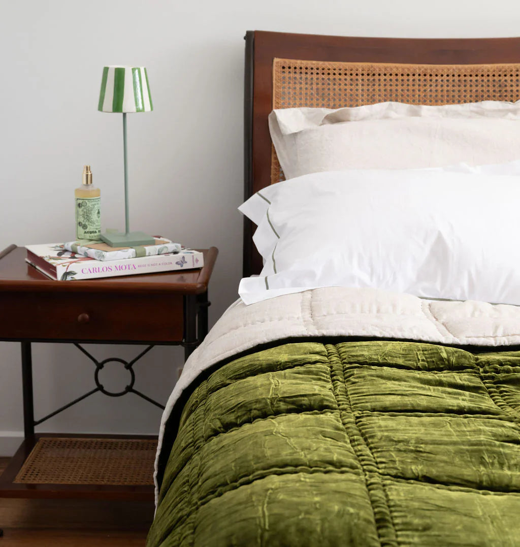 Bliss Silk Velvet Quilt - Olive