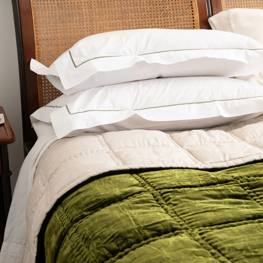 Bliss Silk Velvet Quilt - Olive