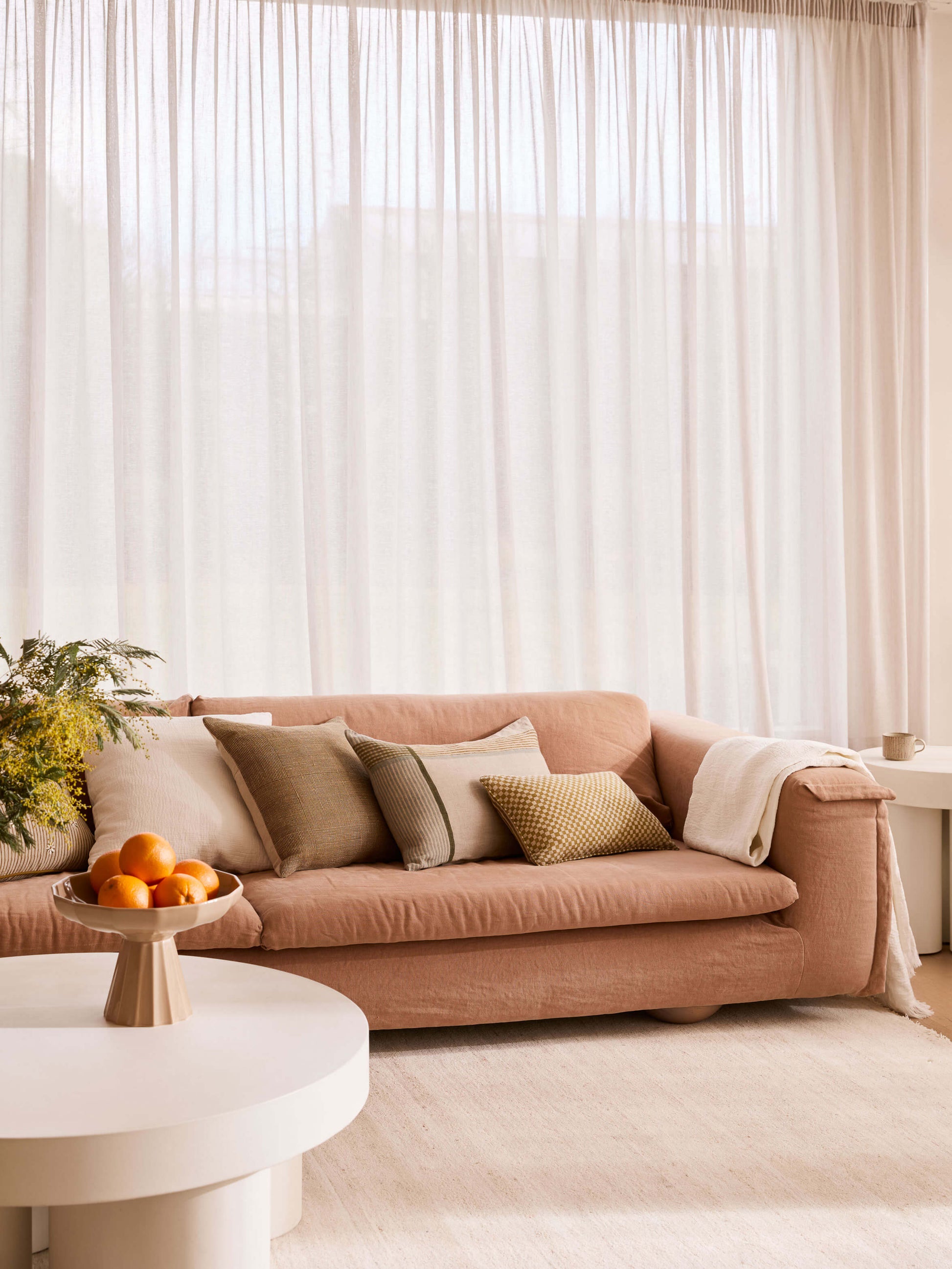 Ava Chalk Pure Linen Throw