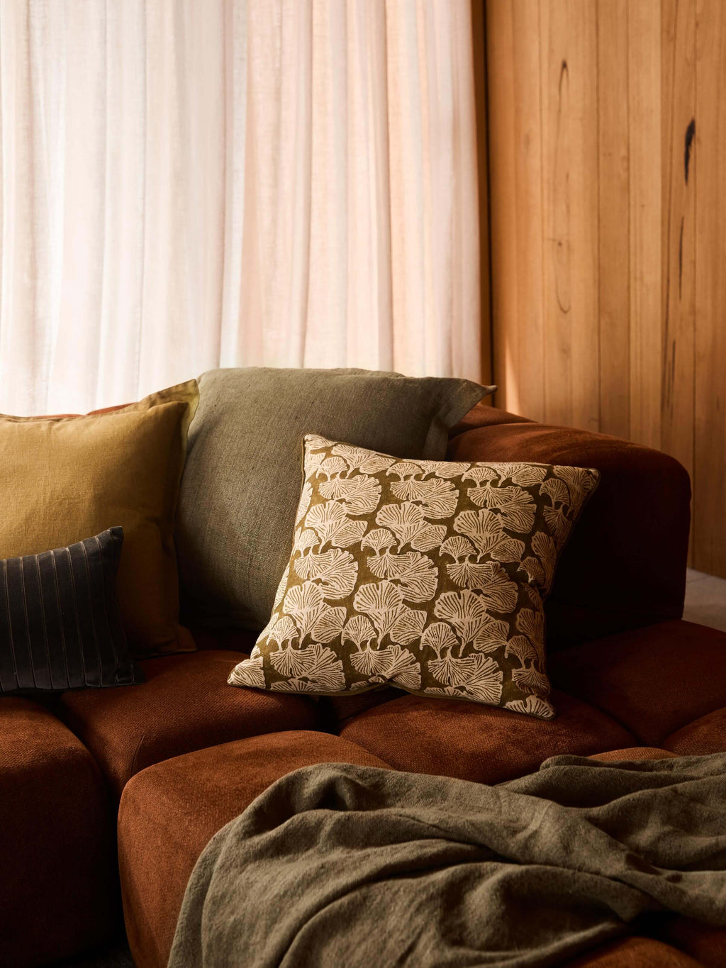 Burton Khaki Tailored Heavy Linen Cushion