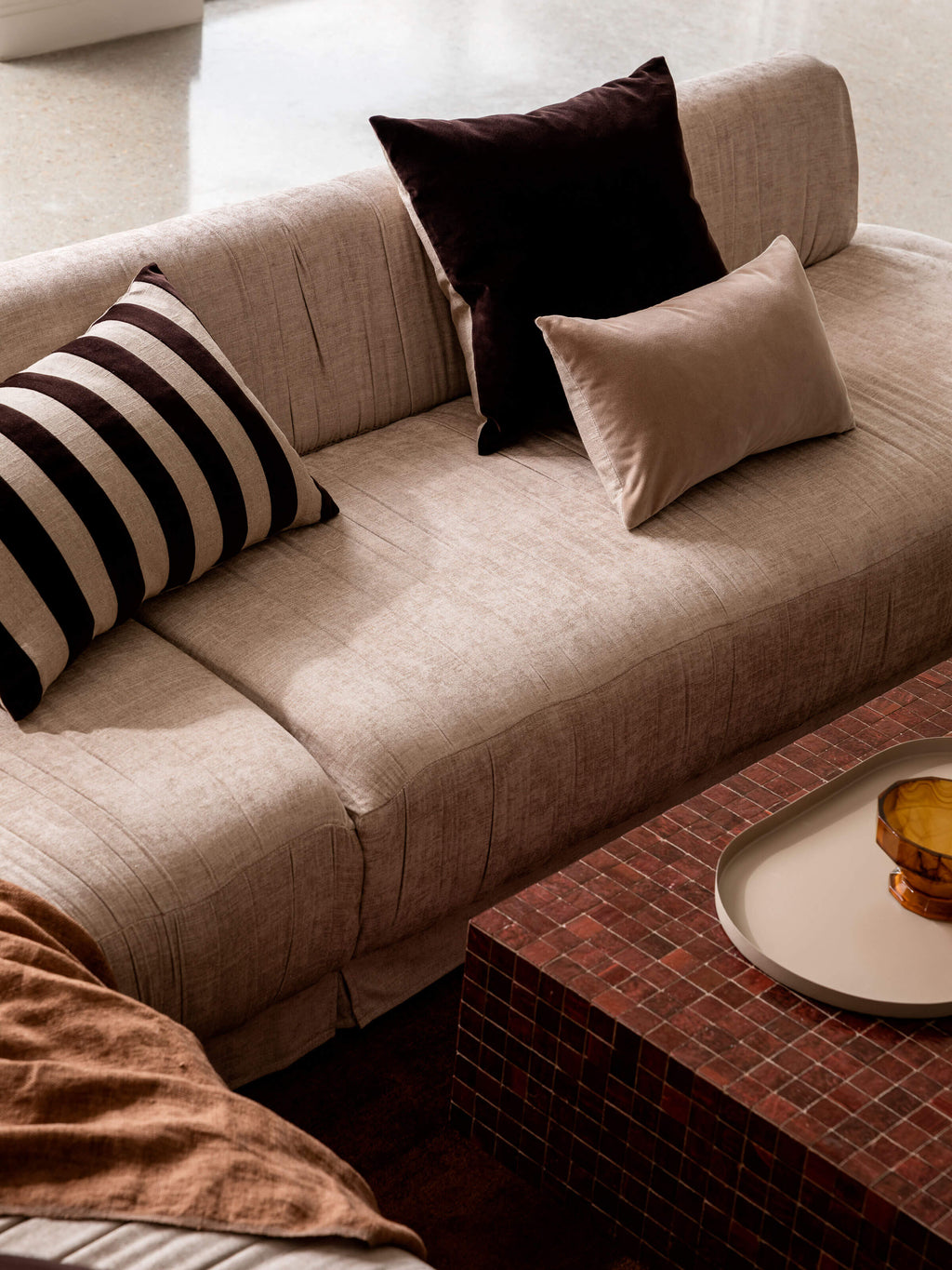 Etro Chocolate Stripe Velvet Cushion