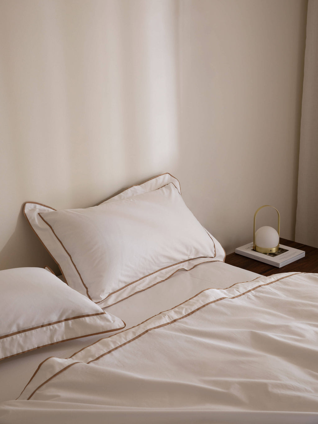 Grosgrain Caramel Egyptian Cotton Tailored Pillowcases