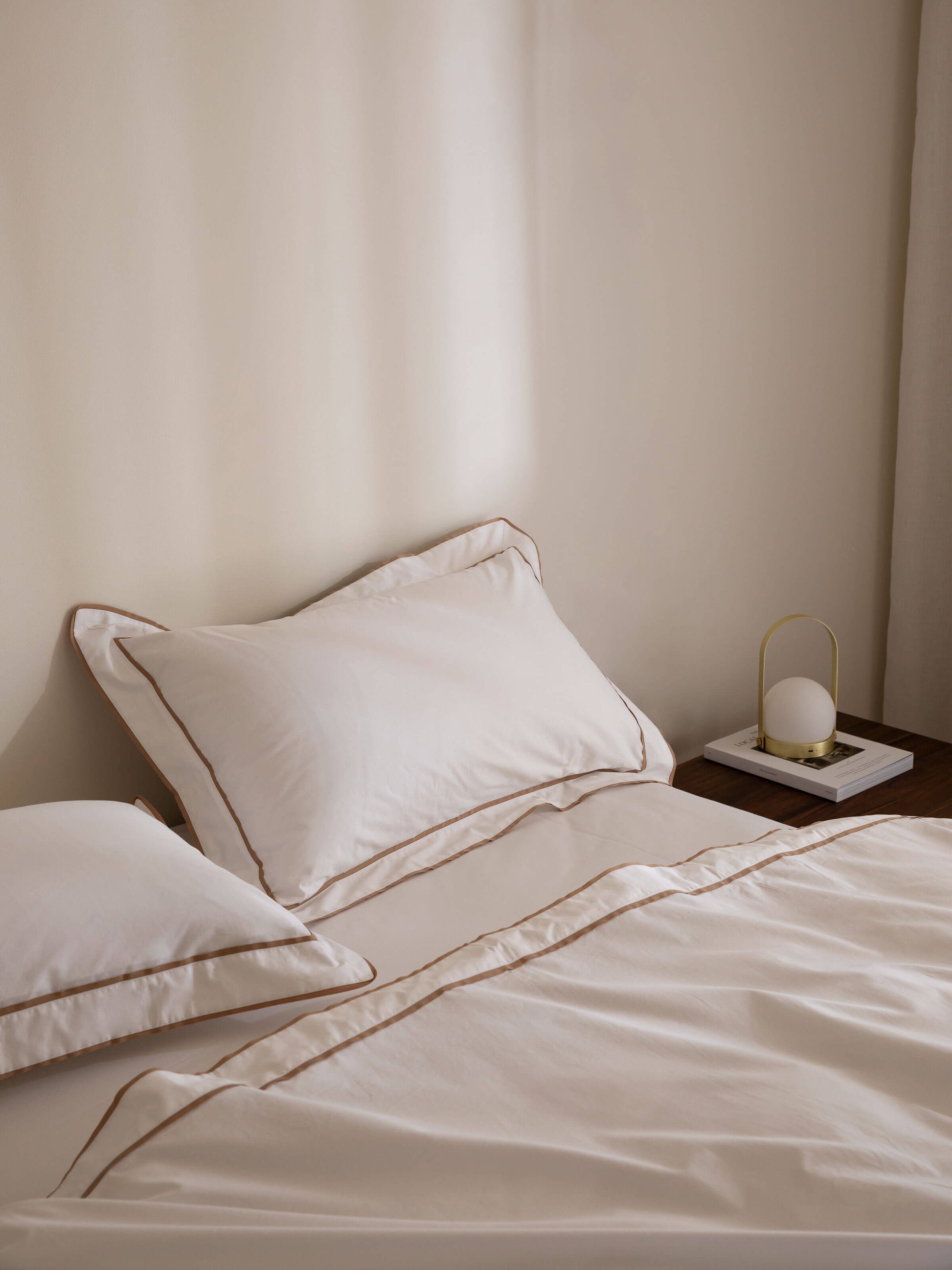 Grosgrain Caramel Egyptian Cotton Tailored Pillowcases