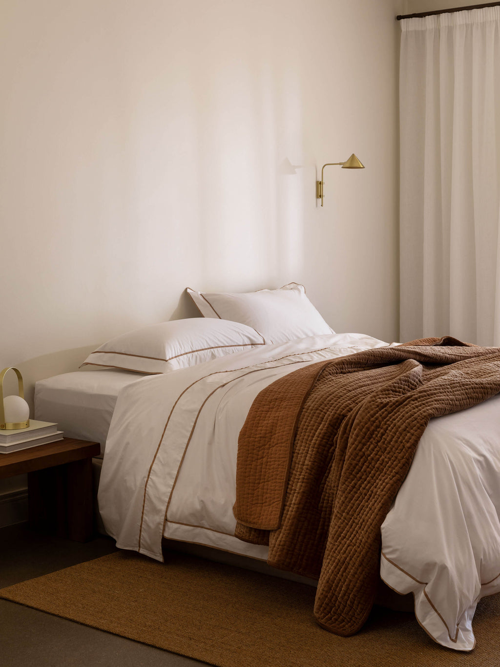 Grosgrain Caramel Egyptian Cotton Tailored Pillowcases