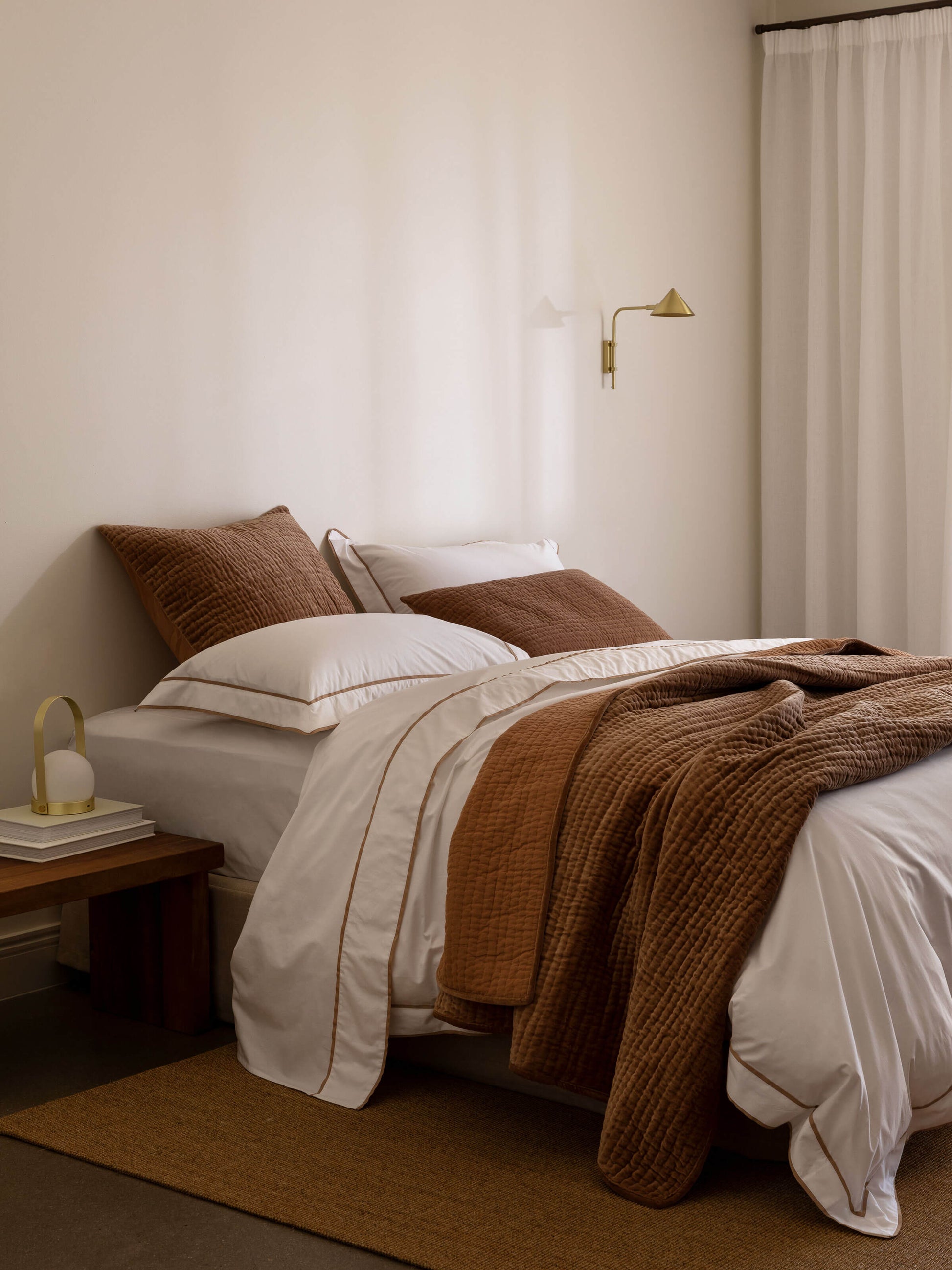 Cino Caramel Cotton Velvet Quilt