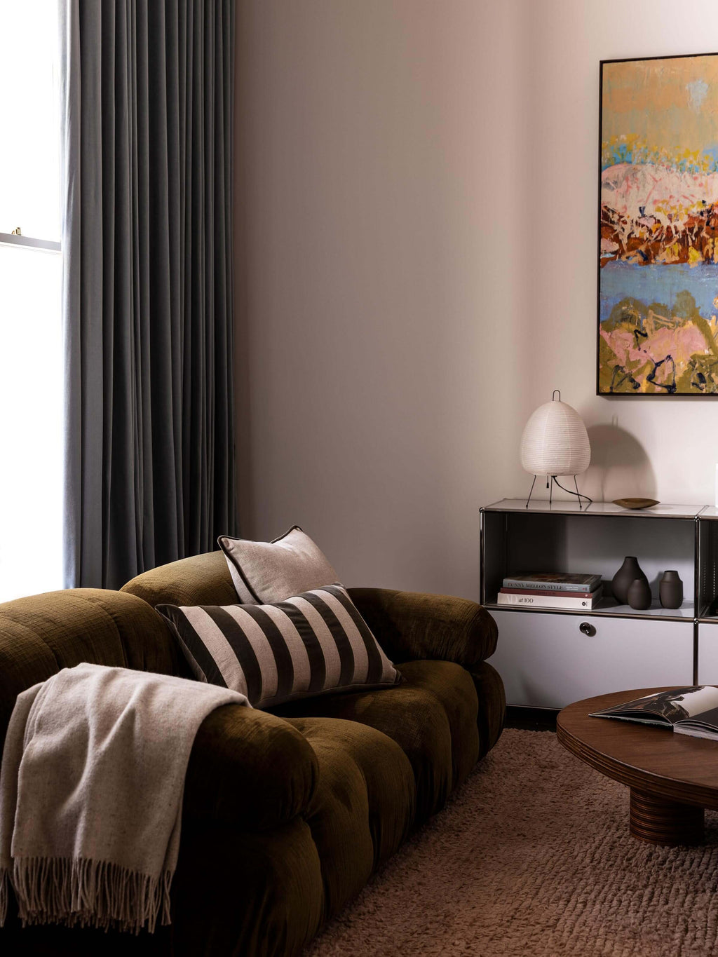 Etro Olive Piped Velvet Cushion