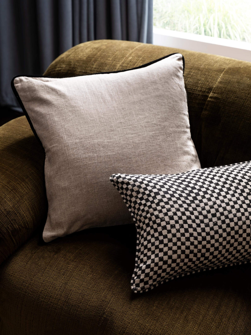 Etro Black Piped Velvet Cushion