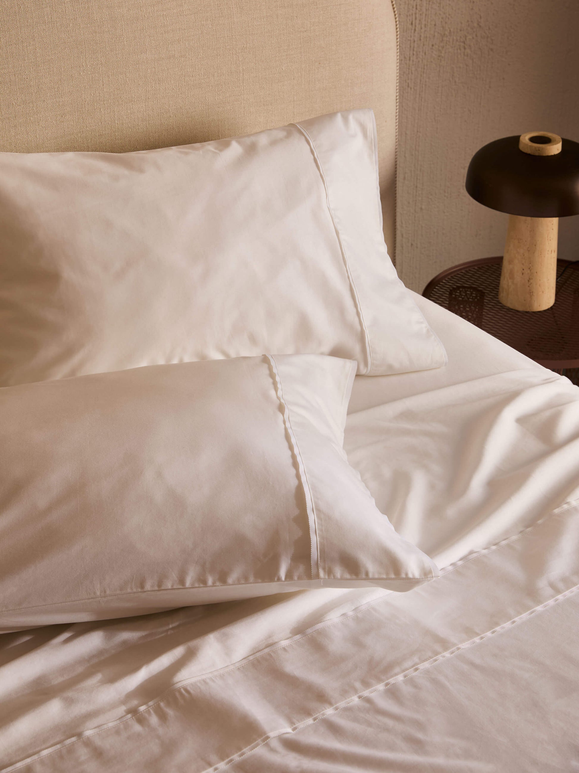 Grosgrain White Egyptian Cotton Sheet Set