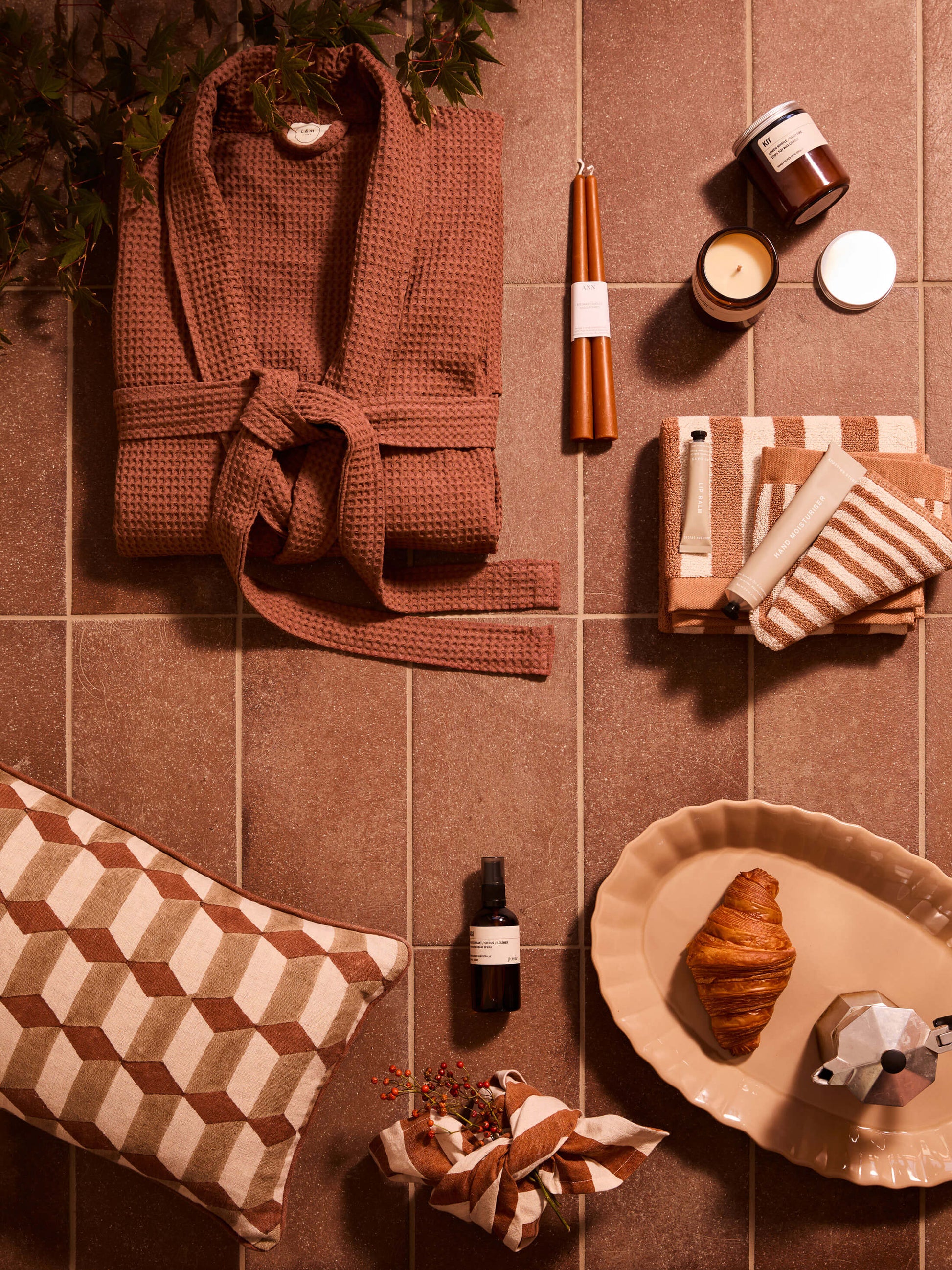 Spa Terracotta Waffle Bathrobe