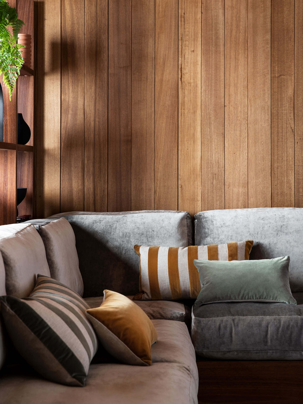 Etro Eucalypt Stripe Velvet Cushion