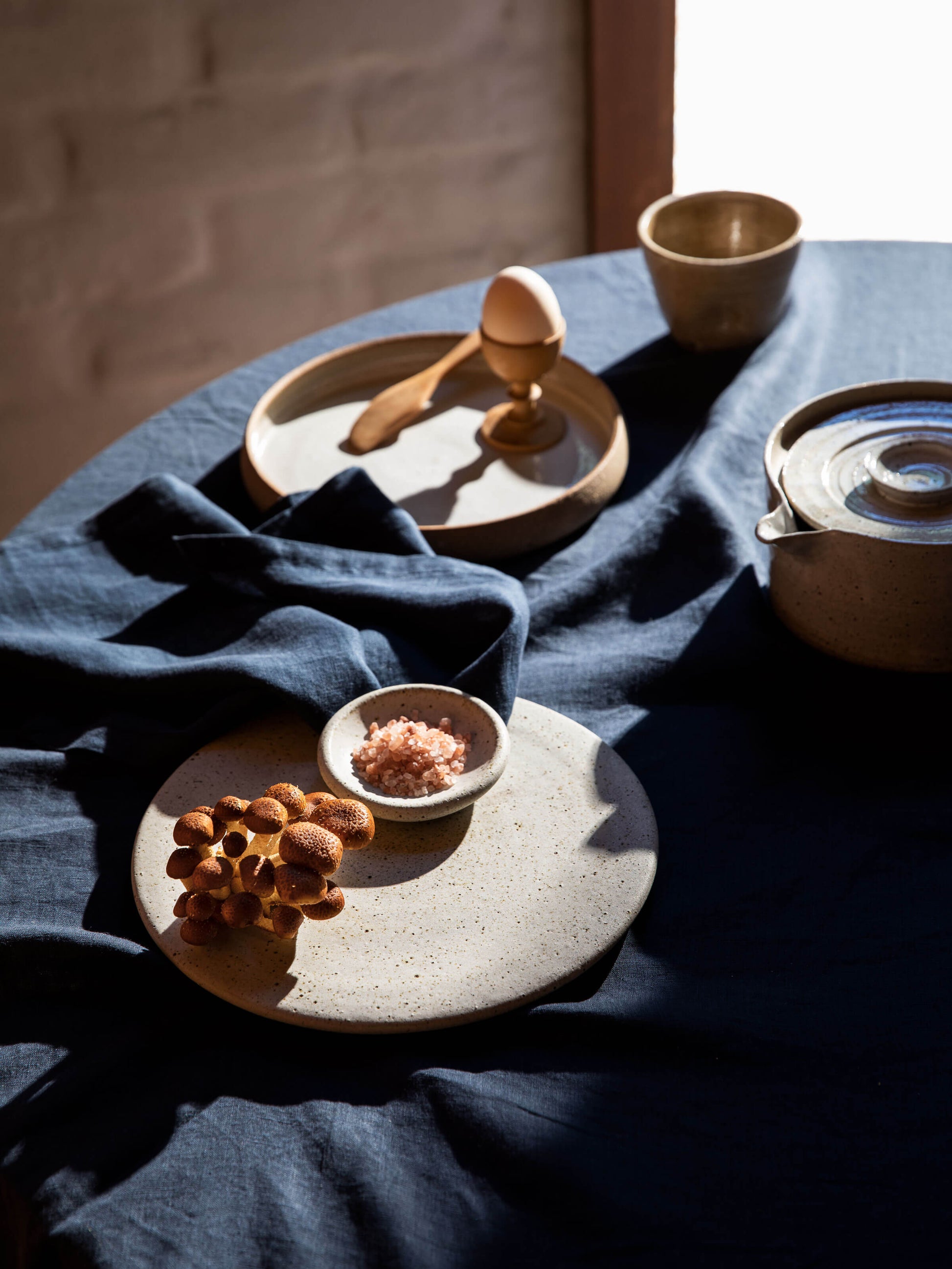 Moss Navy French Linen Table Cloth