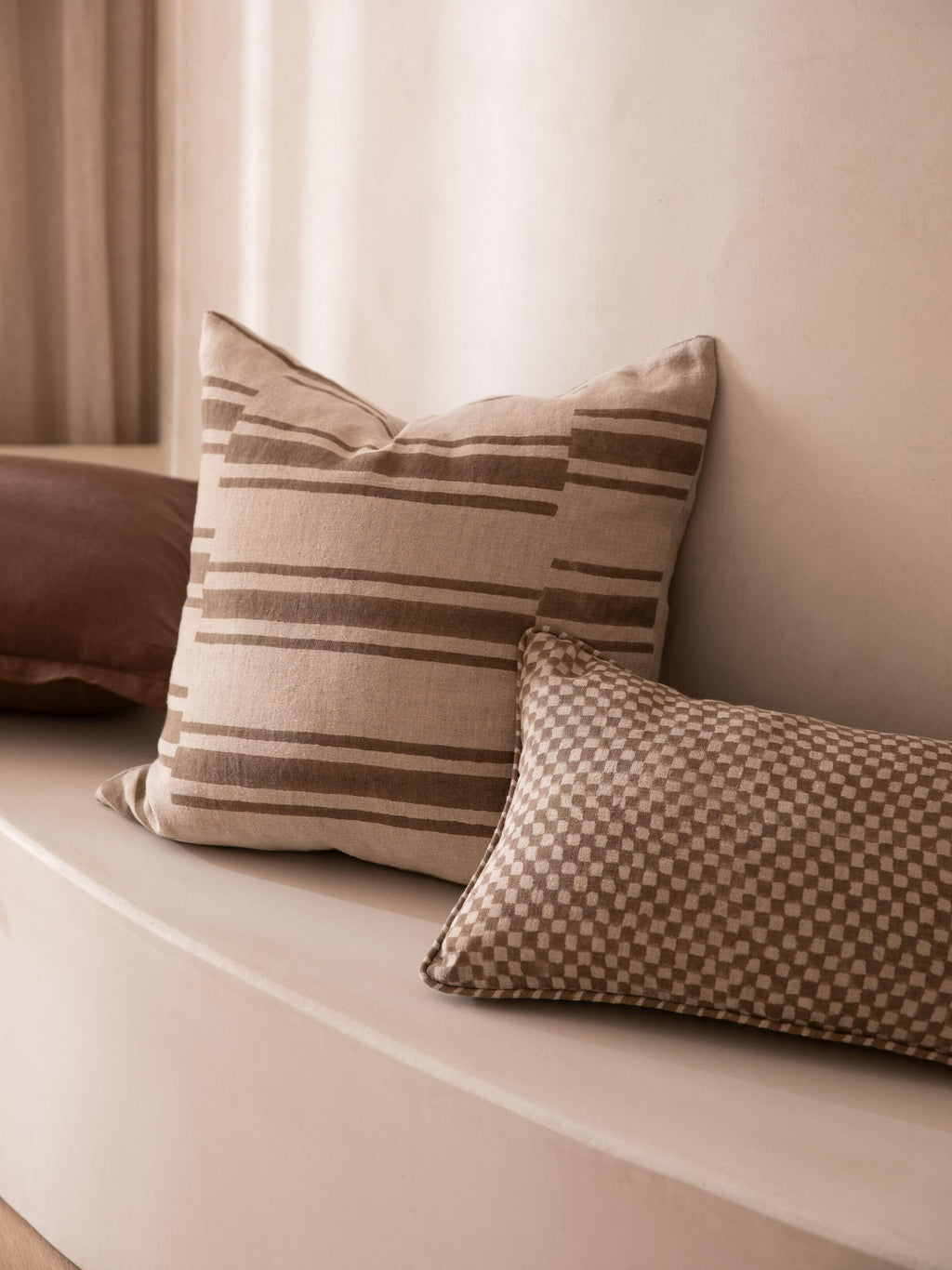 Gia Mocha Reversible Linen Cushion