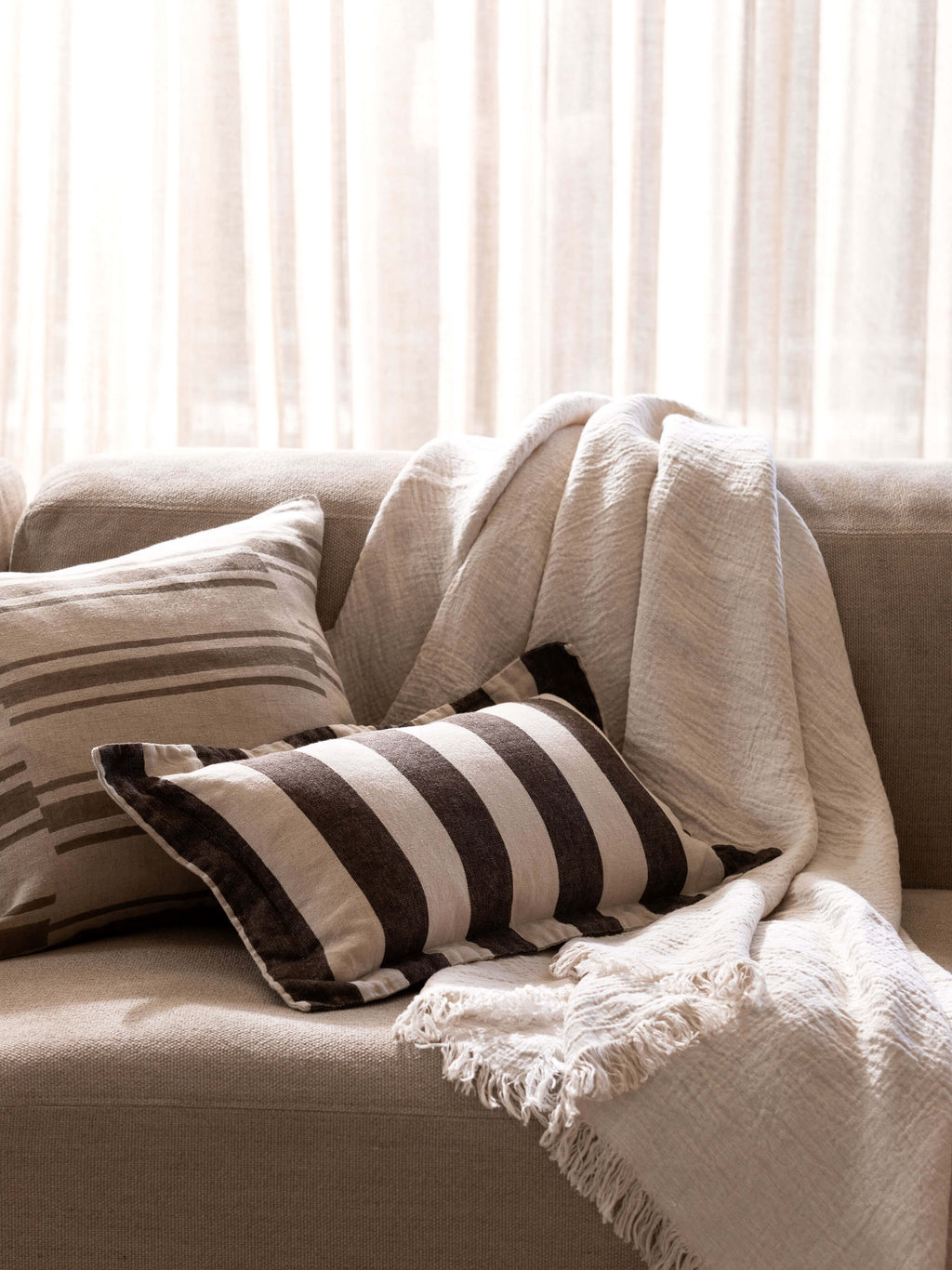Ava Nougat Pure Linen Throw
