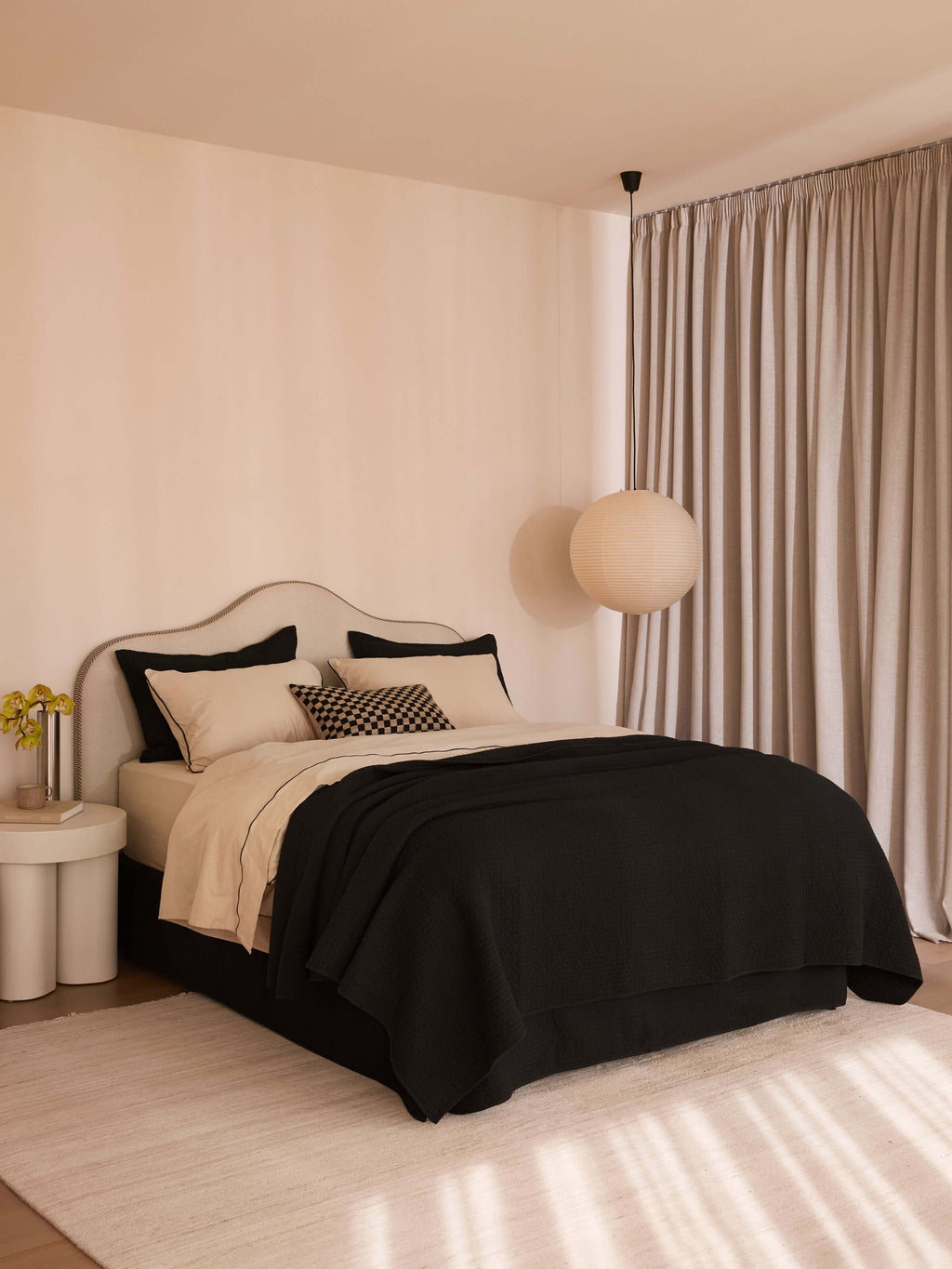 Aspen Black Pure Cotton Quilted Pillowcases