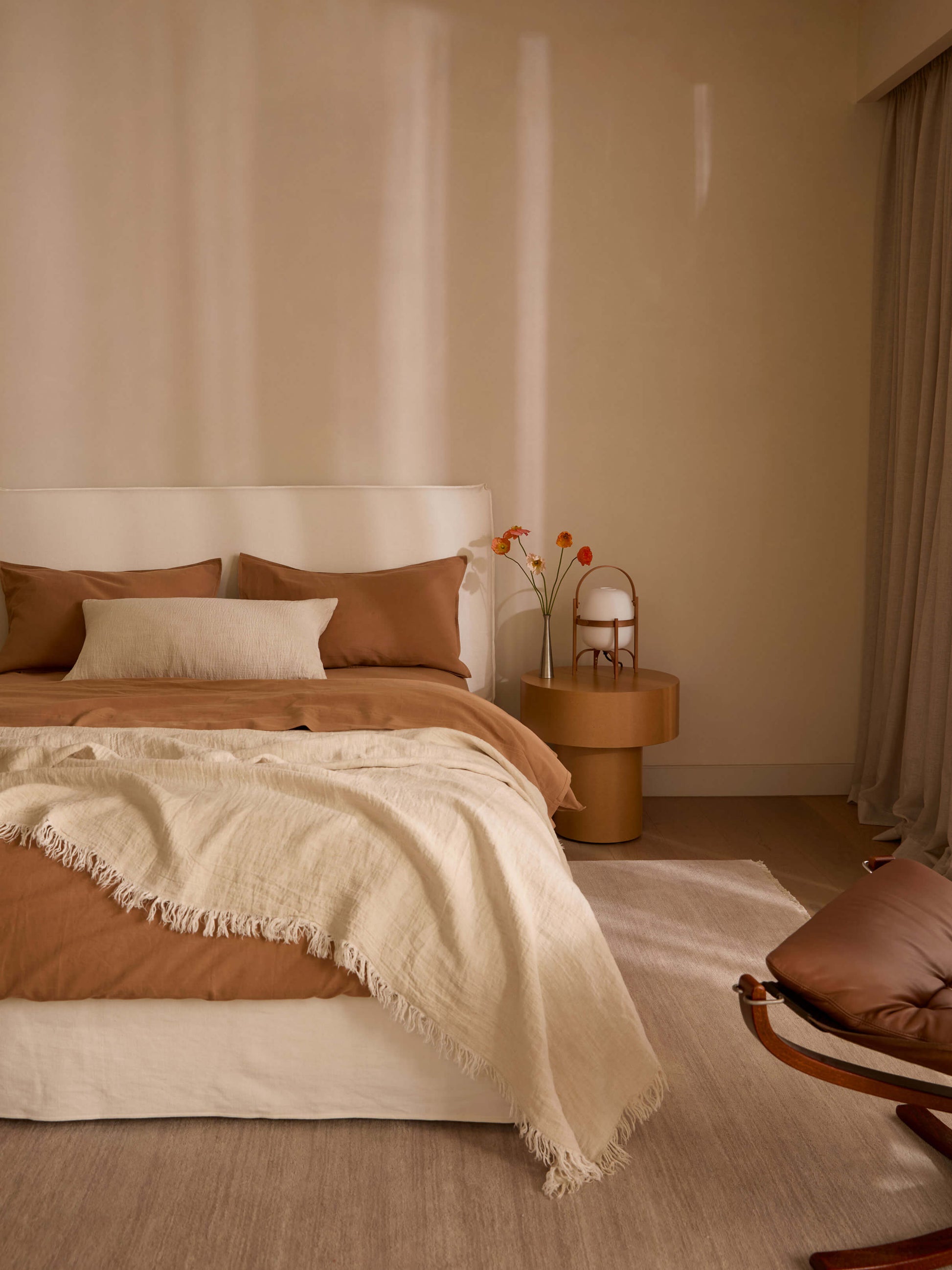 Ava Chalk Pure Linen Lumbar Cushion