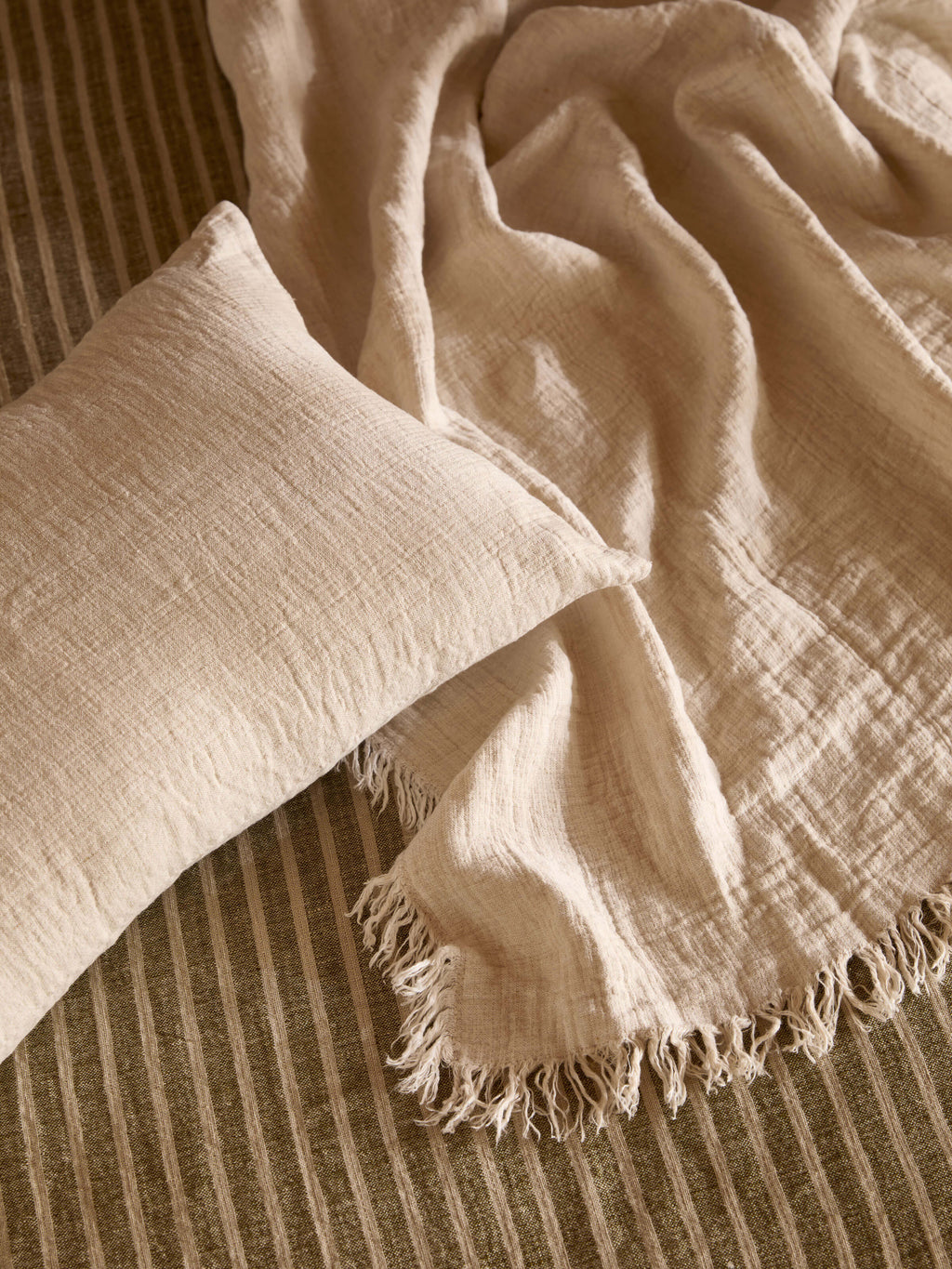 Ava Nougat Pure Linen Rectangle Cushion