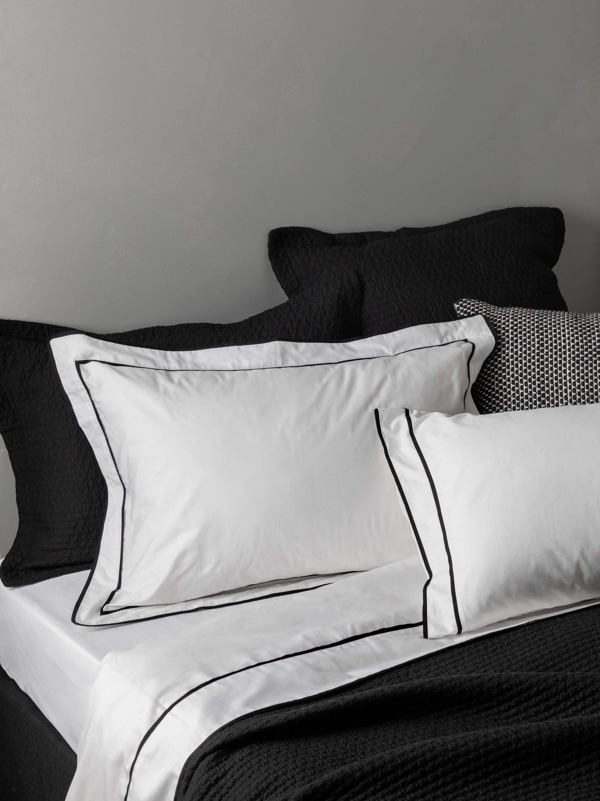 Grosgrain Duvet Cover Set - Black Duvet Covers L&M Home