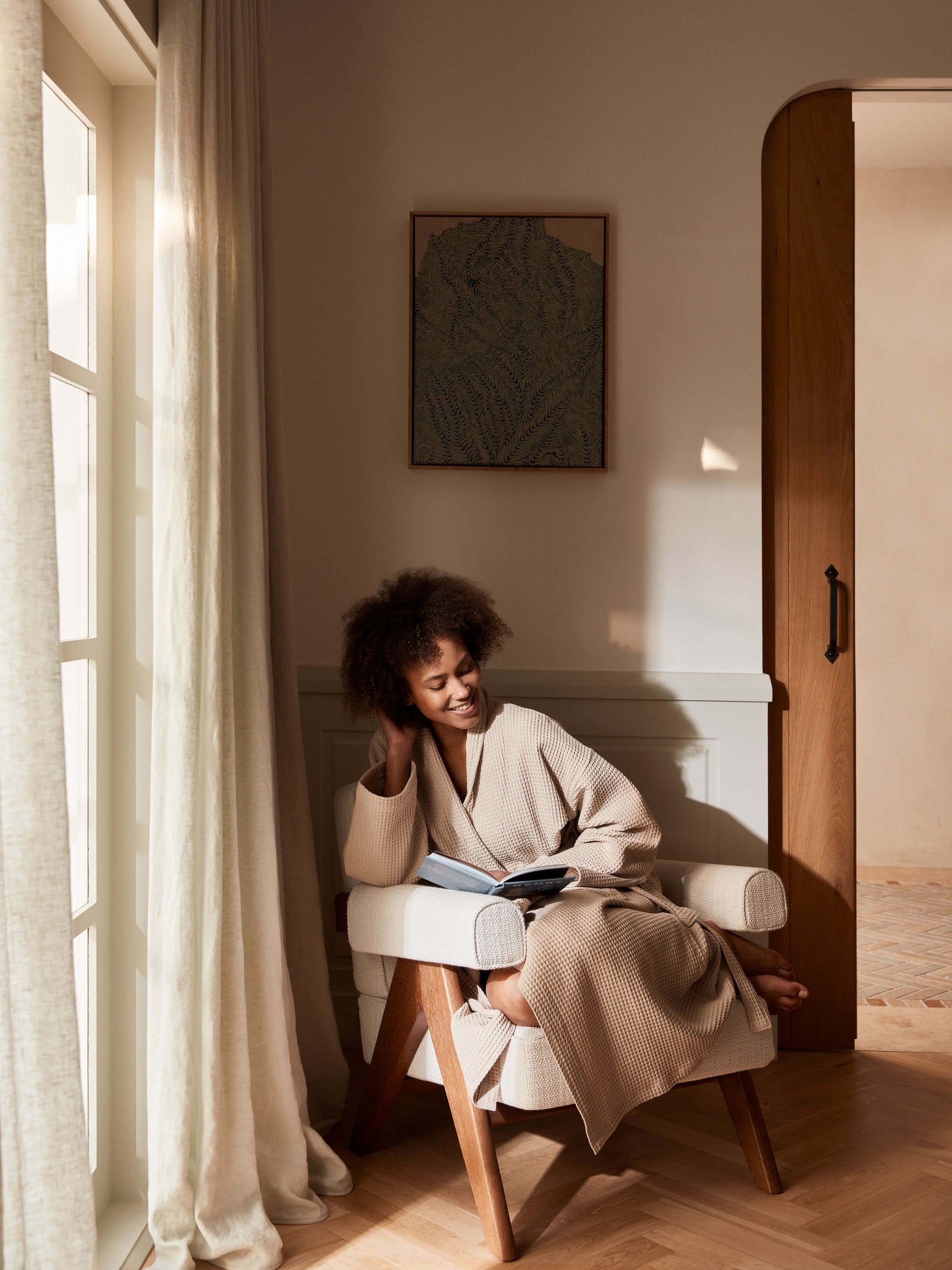 Spa Oatmeal Waffle Bathrobe