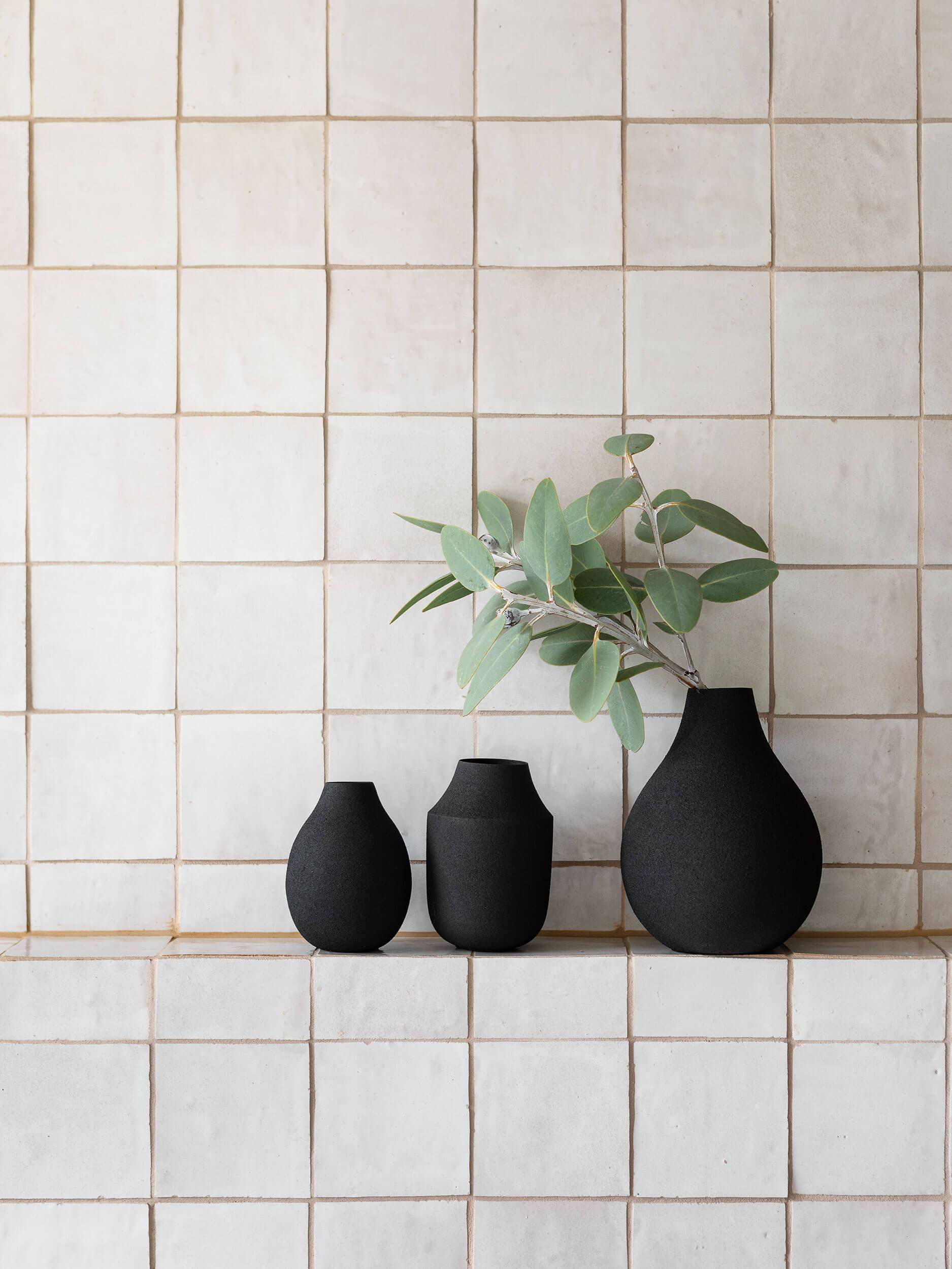 Mona Trio of Vases - Black Vase Winter 19