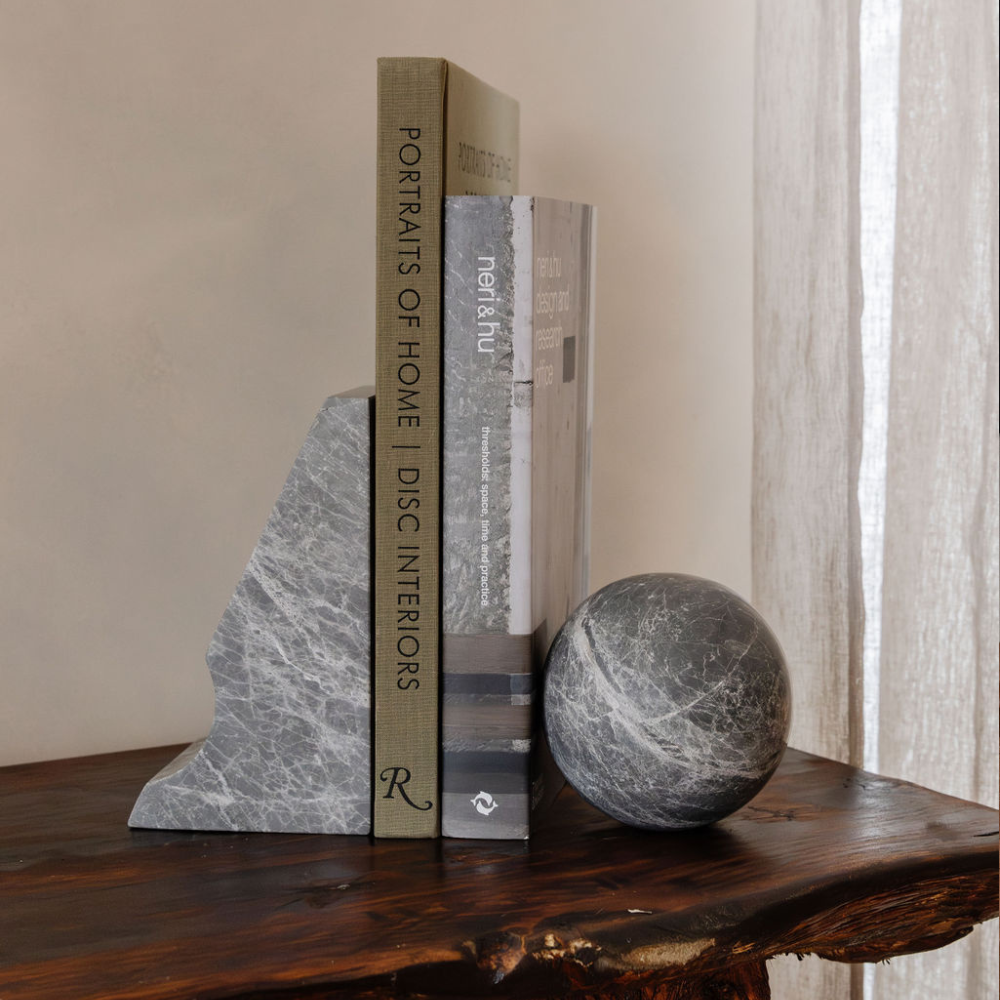 Lunar Sculpted Bookend â€“ Elegant homeware bookend with a unique design. Perfect for adding a touch of celestial charm to bookshelves, offices, or living rooms, blending style and functionality