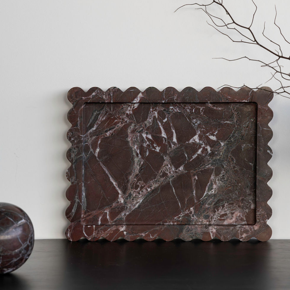 Palazzo Large Scalloped Tray â€“ Elegant luxury homeware tray with intricate scalloped edges, inspired by palatial architecture. Perfect for adding grandeur to living or work spaces, combining beauty and functionality