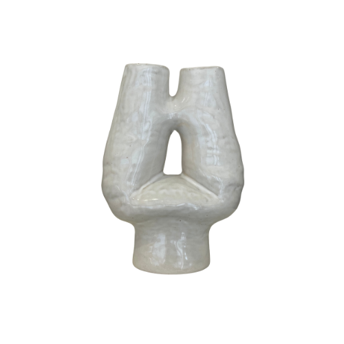 Glazed Nude/White Duo Vase
