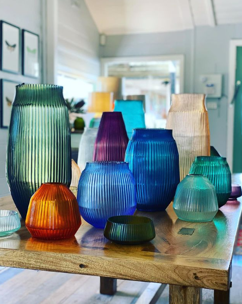 Cut Glass Vase Medium in Blood Orange