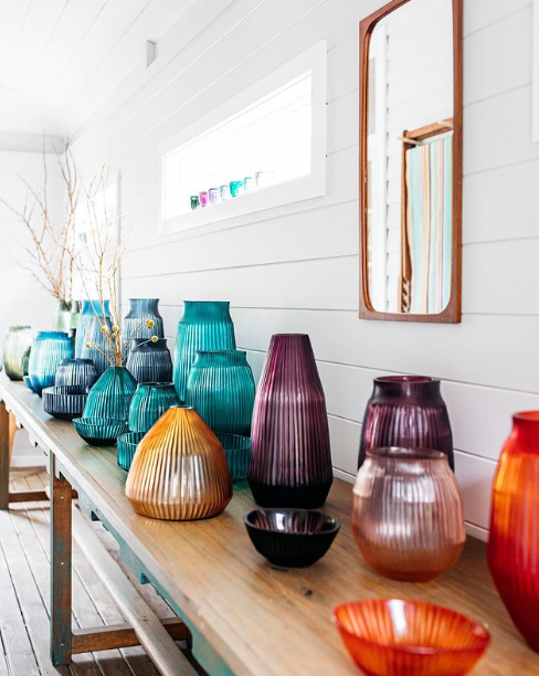 Cut Glass Vase Medium in Blood Orange