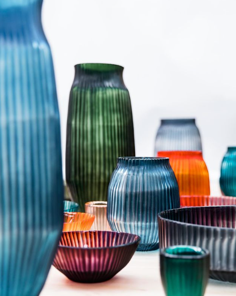 Cut Glass Vase Medium in Aegean