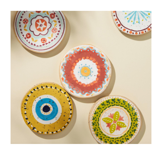 Glazed Hand Painted Coaster in Lime