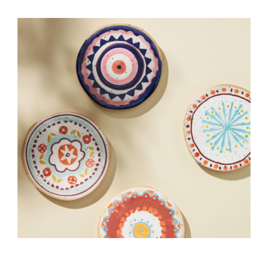 Glazed Hand Painted Coaster in White