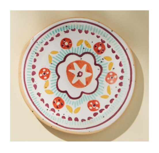 Glazed Hand Painted Coaster in White