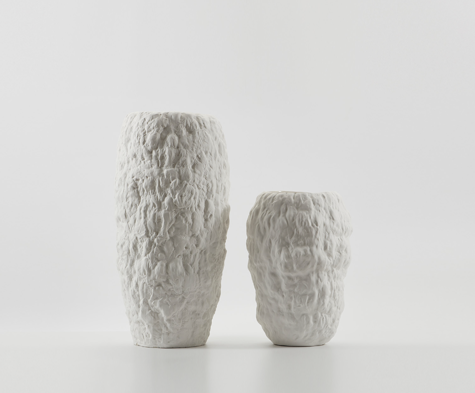 Mache Vase in Ivory