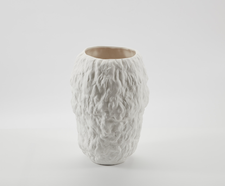 Mache Vase in Ivory