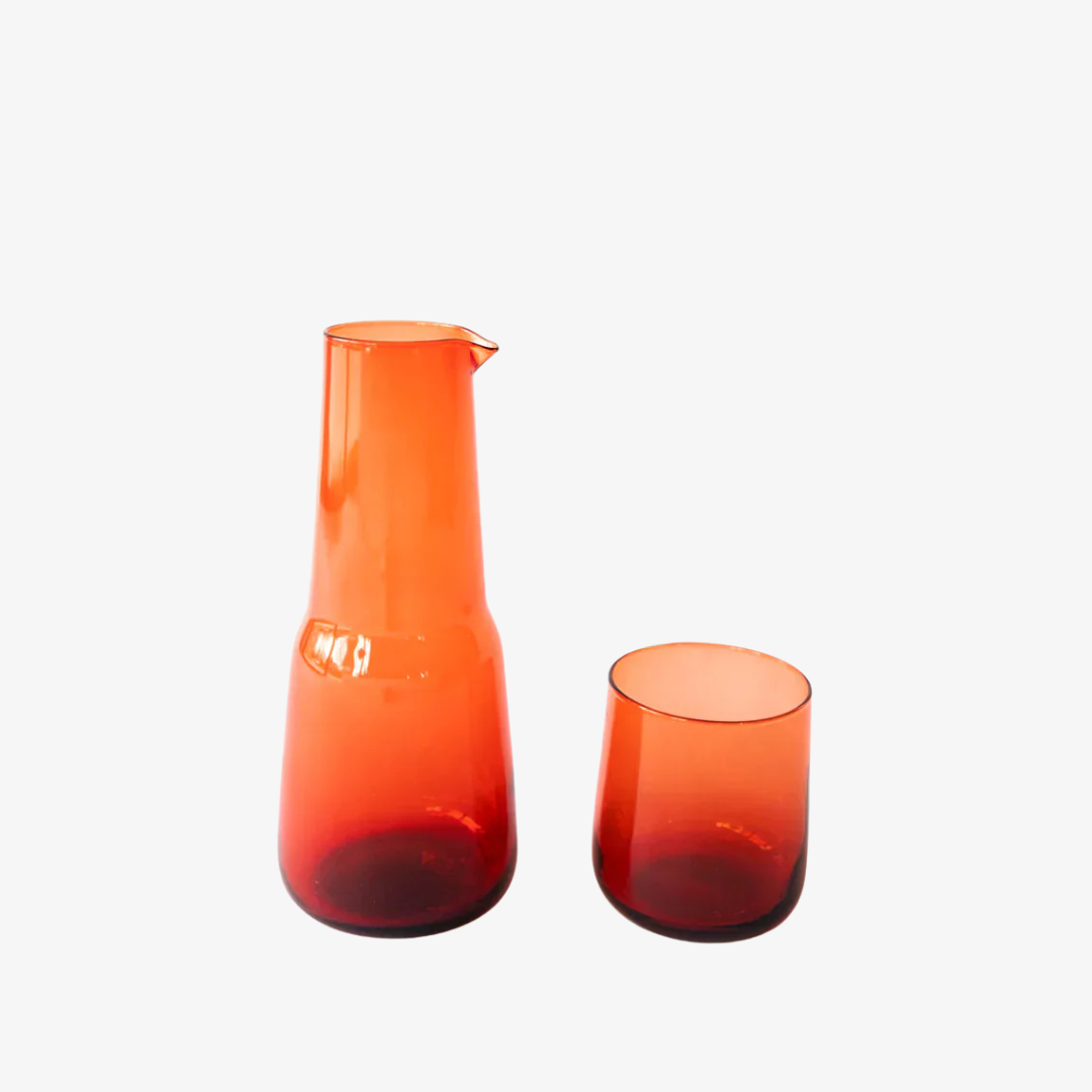 Birgit Carafe & Elias Tumbler Set in Blood Orange