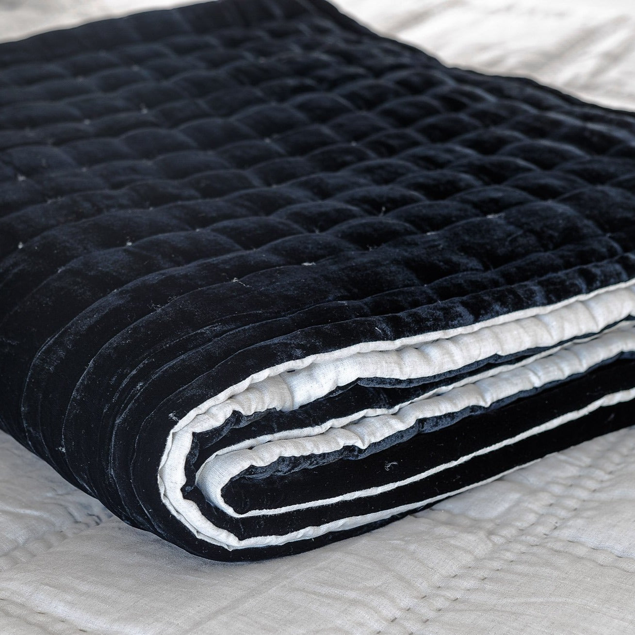 Tempt Silk Velvet Throw in Black