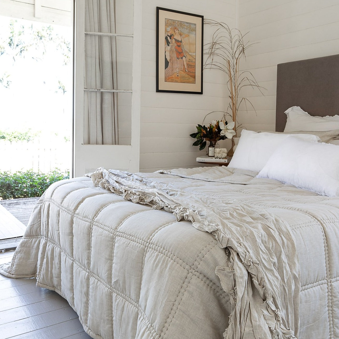 Capri Linen Quilt - Natural