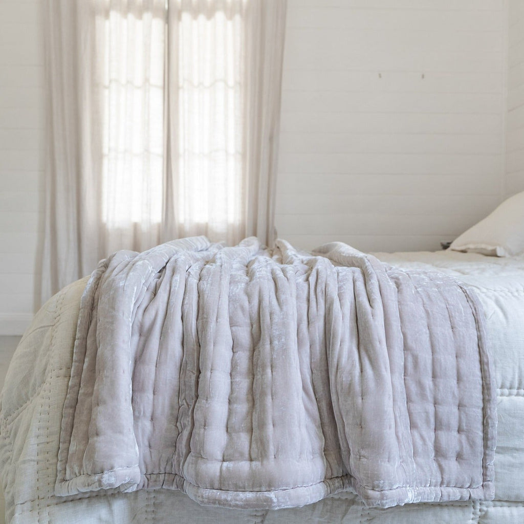 Tempt Silk Velvet Throw in Pearl