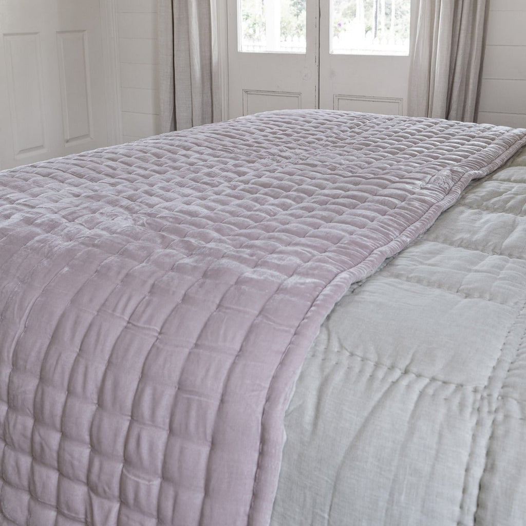 Tempt Silk Velvet Throw in Pale Pink