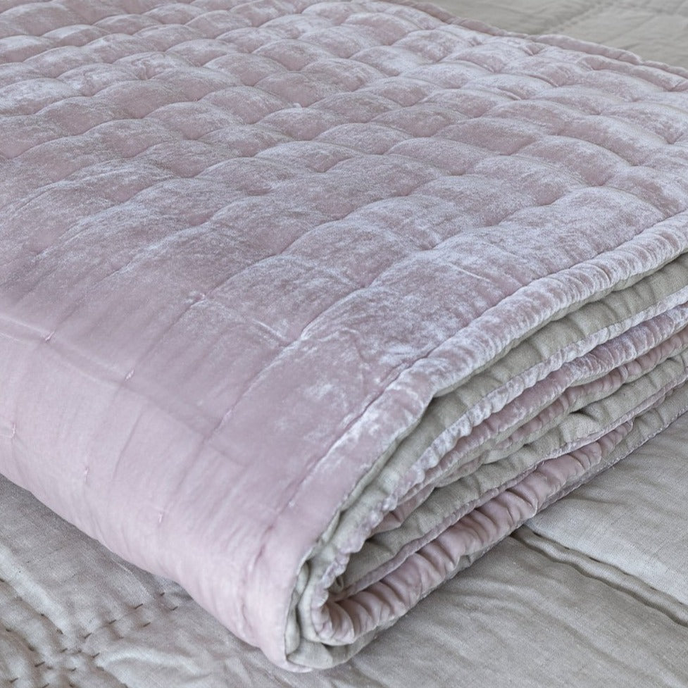 Tempt Silk Velvet Throw in Pale Pink