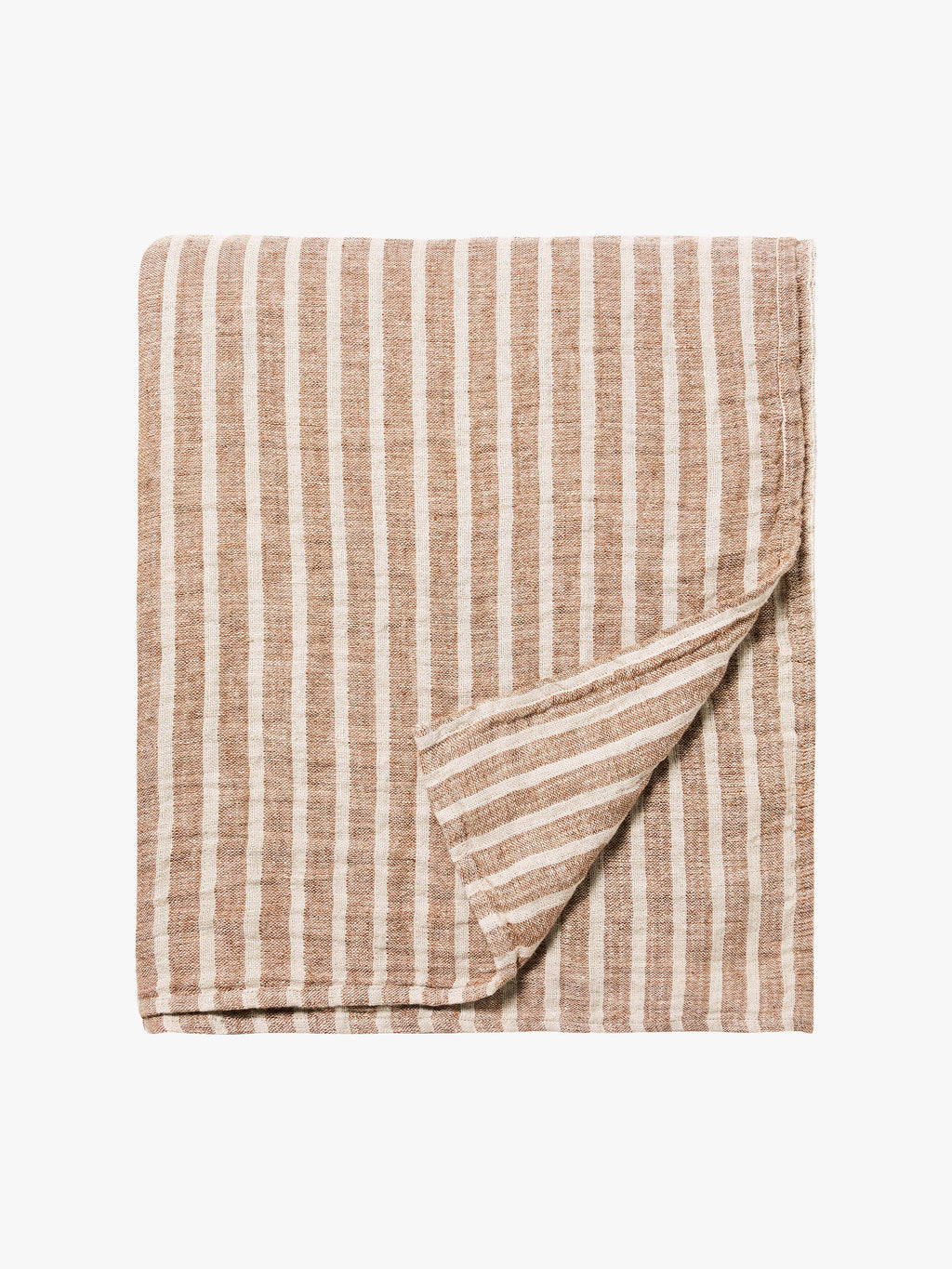 Ava Toffee Stripe Pure Linen Bedcover