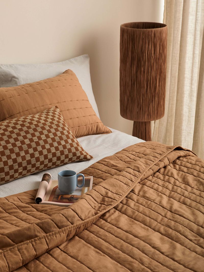 Kemble Caramel Linen & Cotton Quilt