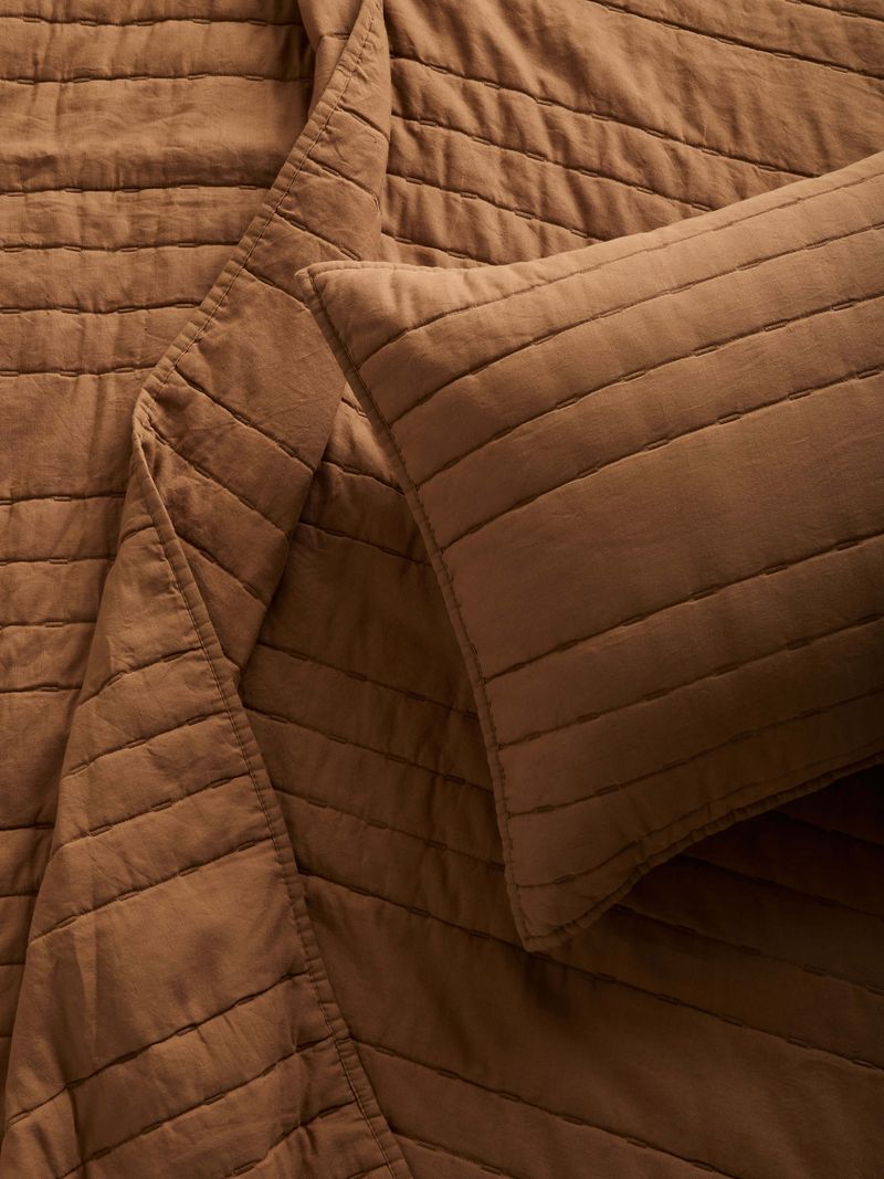 Kemble Caramel Linen & Cotton Quilt