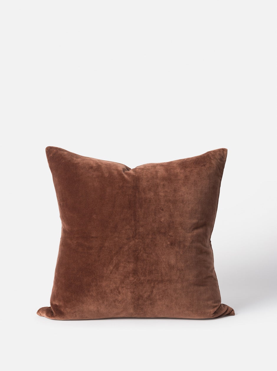 Cotton Velvet Cushion in Brick