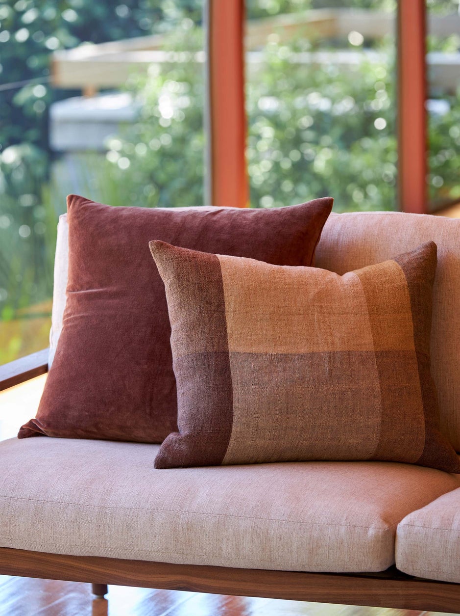 Cotton Velvet Cushion in Brick