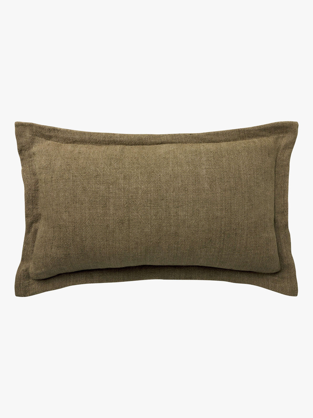Burton Khaki Tailored Rectangle Heavy Linen Cushion